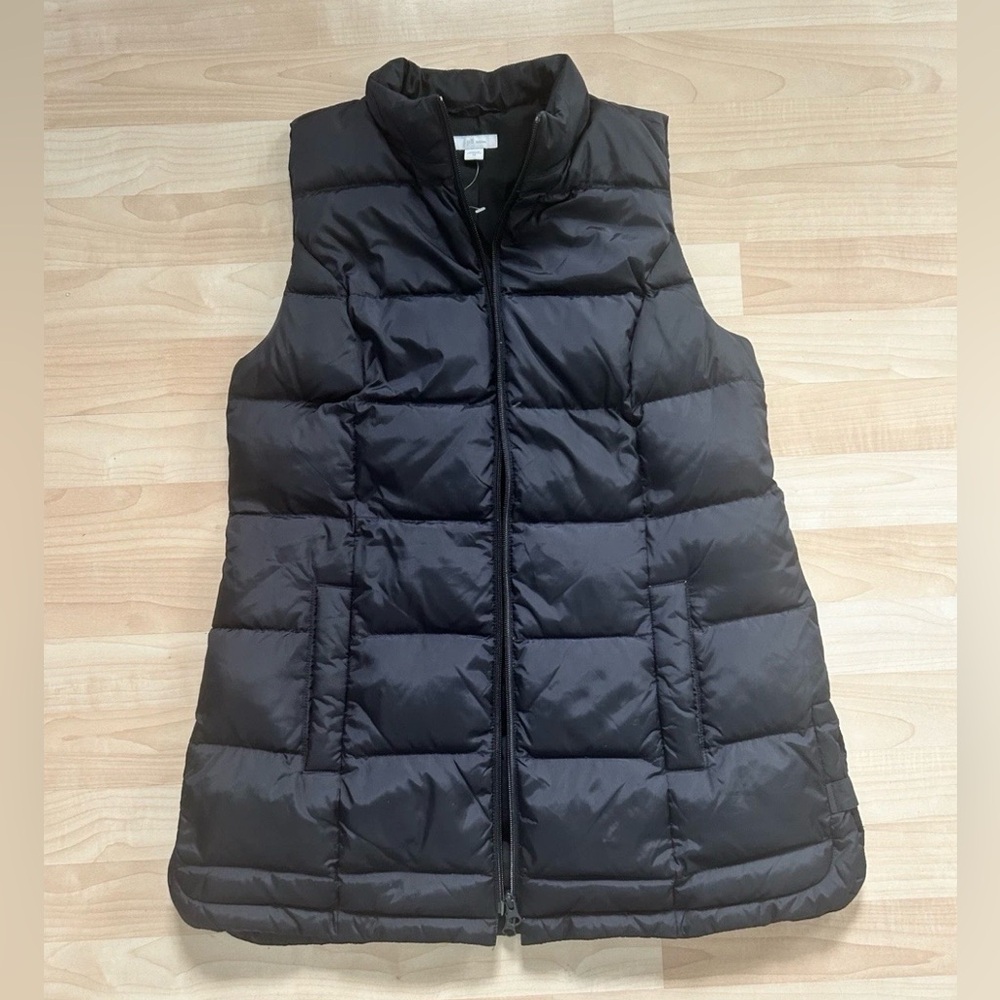 J.Jill Women's Down Vest Mid length Black Size XS Zip Up
